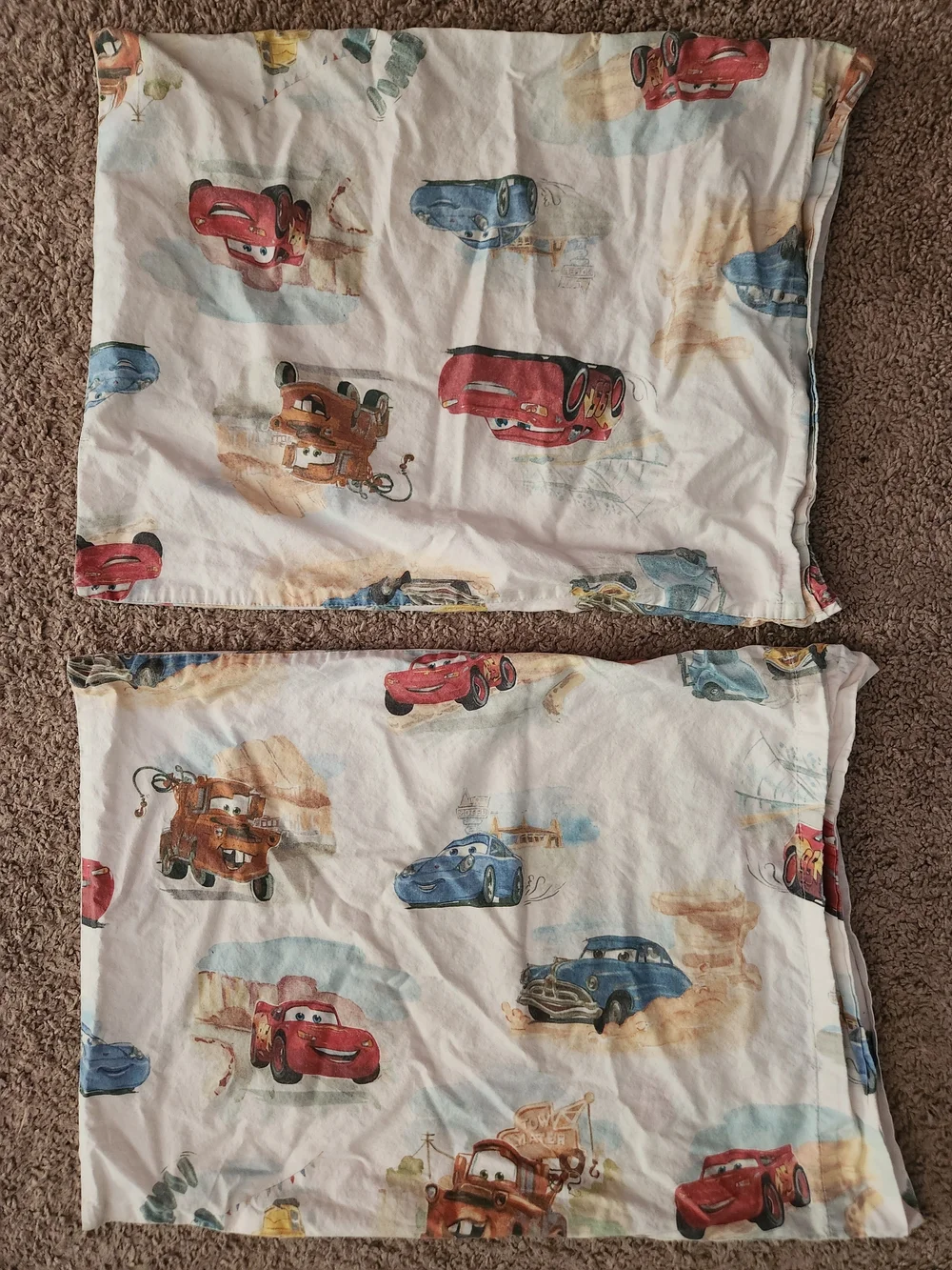 Pottery Barn Toddler Pillowcase (2) Kids Disney Pixar Cars Organic Cotton